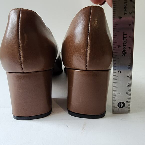 Bally Ostensa 2 Sporty Pumps UK 7.5E US 10 NARROW Brown Leather Block Heel - Picture 8 of 9